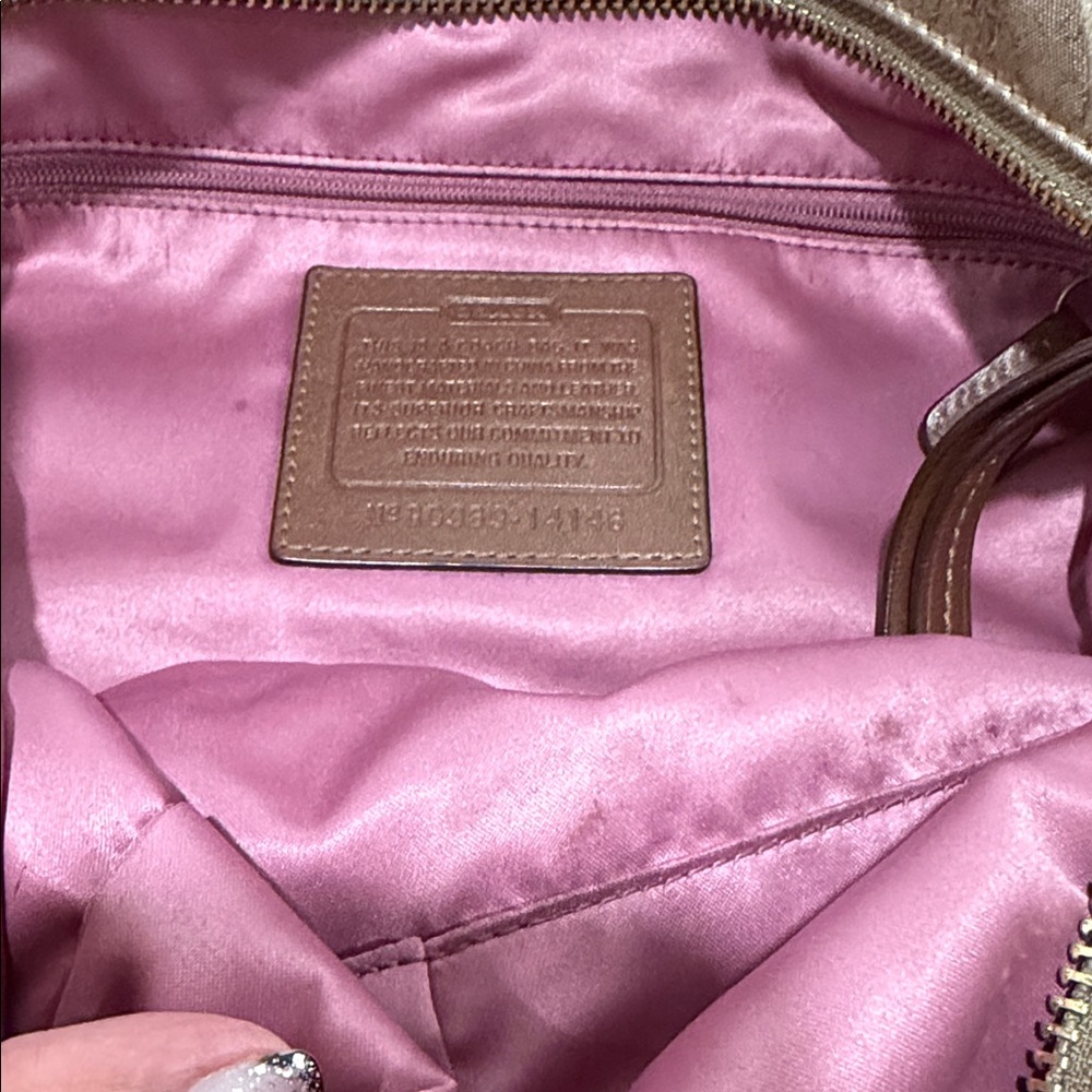 Coach Beige and Brown Signature Canvas Shoulder Hobo - Picture 3 of 4